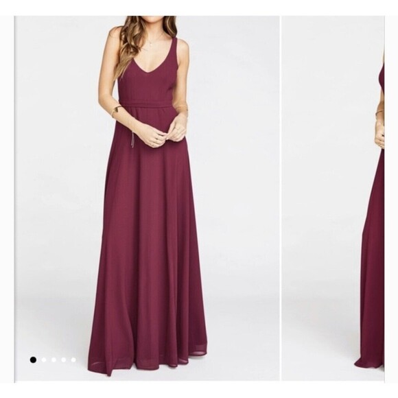 Show Me Your Mumu size M Jenn Maxi Bridesmaid Dress NWT maroon merlot chiffon - Picture 1 of 9